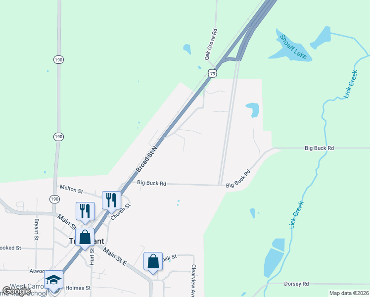 map of restaurants, bars, coffee shops, grocery stores, and more near 110 Yates St in Trezevant