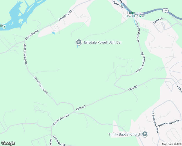 map of restaurants, bars, coffee shops, grocery stores, and more near 6705 Cate Road in Knoxville