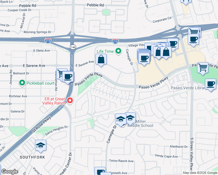 map of restaurants, bars, coffee shops, grocery stores, and more near 224 Devotion Court in Henderson