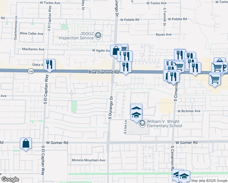 map of restaurants, bars, coffee shops, grocery stores, and more near 8605 Tomnitz Avenue in Las Vegas