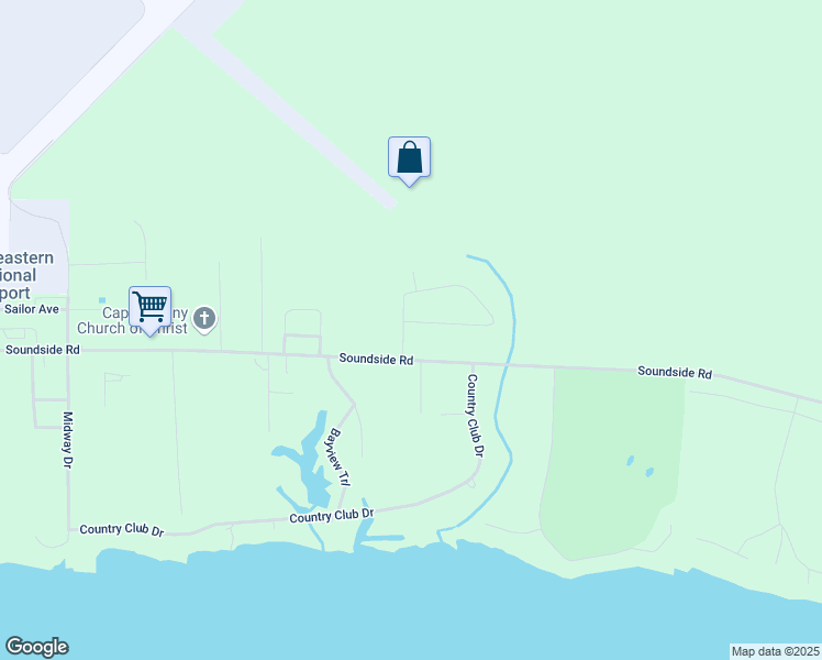 map of restaurants, bars, coffee shops, grocery stores, and more near 163 Windsor Lane in Edenton