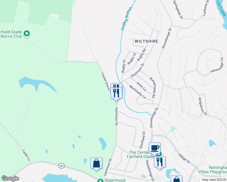 map of restaurants, bars, coffee shops, grocery stores, and more near 98 Drew Howard Road in Crossville