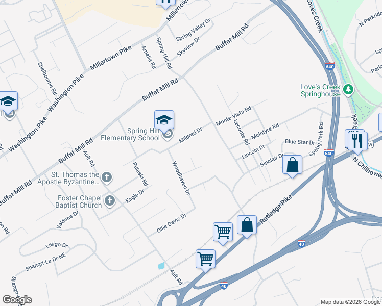 map of restaurants, bars, coffee shops, grocery stores, and more near 1700 Havenhill Lane in Knoxville