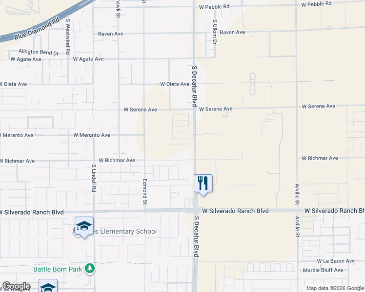 map of restaurants, bars, coffee shops, grocery stores, and more near 4967 Olive Mesa Ave in Las Vegas