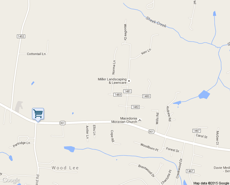 map of restaurants, bars, coffee shops, grocery stores, and more near 106 Norma Lane in Advance