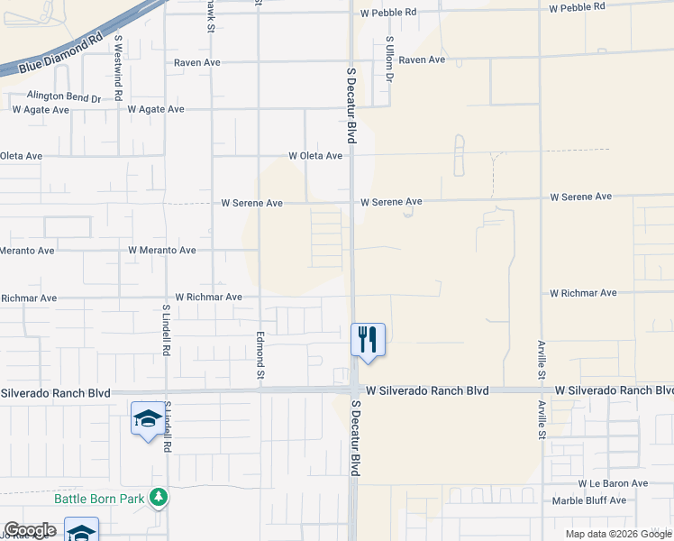 map of restaurants, bars, coffee shops, grocery stores, and more near 9461 South Decatur Boulevard in Las Vegas