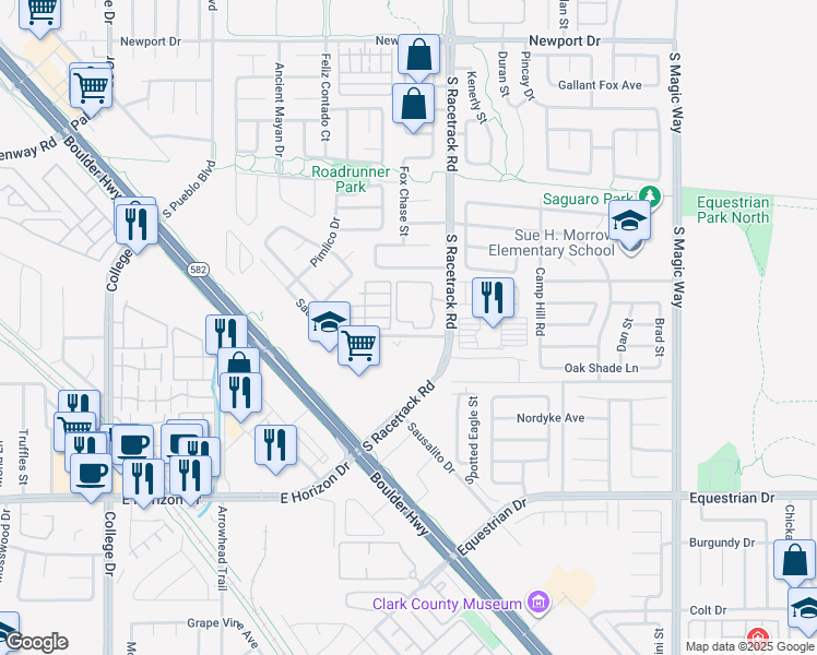 map of restaurants, bars, coffee shops, grocery stores, and more near 698 South Racetrack Road in Henderson