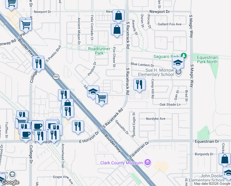 map of restaurants, bars, coffee shops, grocery stores, and more near 698 Barbary Coast Avenue in Henderson