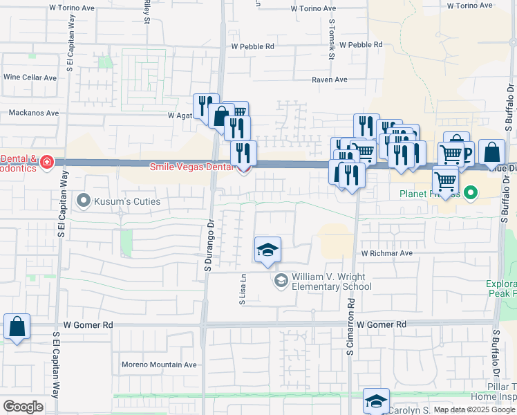 map of restaurants, bars, coffee shops, grocery stores, and more near 8490 Pico Rivera Ave in Las Vegas