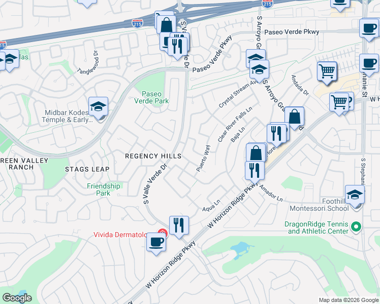 map of restaurants, bars, coffee shops, grocery stores, and more near 1789 Bridlegate Avenue in Henderson
