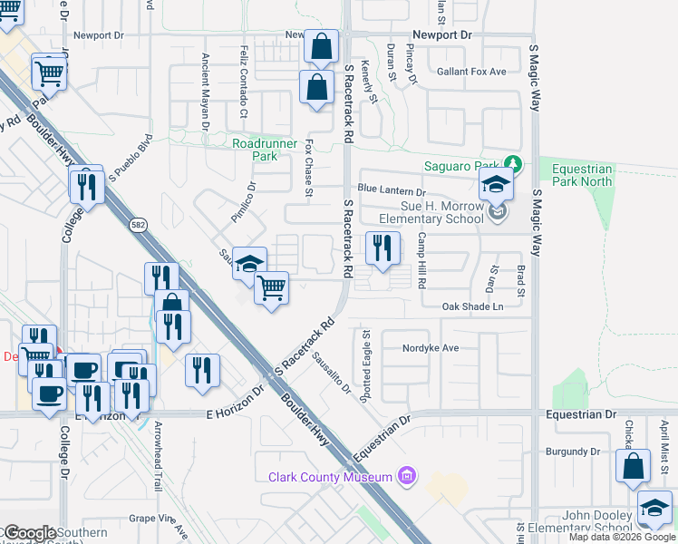 map of restaurants, bars, coffee shops, grocery stores, and more near 698 South Racetrack Road in Henderson