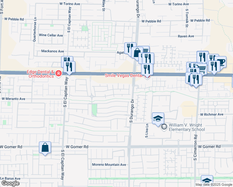 map of restaurants, bars, coffee shops, grocery stores, and more near 8675 Tomnitz Avenue in Las Vegas