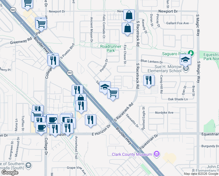 map of restaurants, bars, coffee shops, grocery stores, and more near 676 Barbary Coast Avenue in Henderson