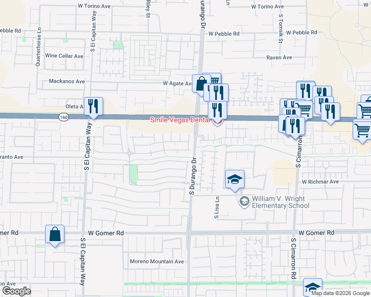 map of restaurants, bars, coffee shops, grocery stores, and more near 8628 Tomnitz Avenue in Las Vegas