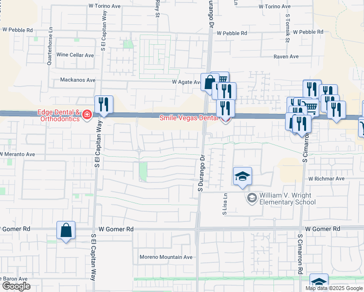 map of restaurants, bars, coffee shops, grocery stores, and more near 8688 Tomnitz Avenue in Las Vegas