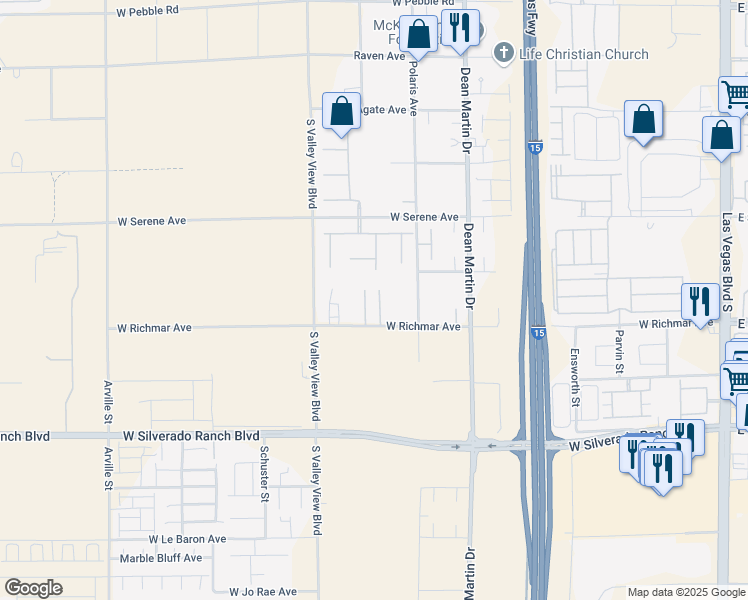 map of restaurants, bars, coffee shops, grocery stores, and more near 9455 Windham Heights Court in Las Vegas