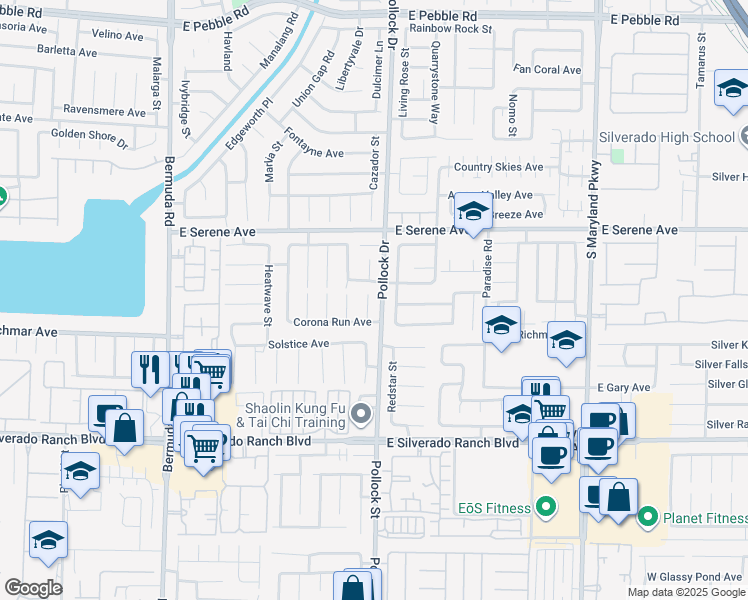 map of restaurants, bars, coffee shops, grocery stores, and more near 9440 Supernova Court in Las Vegas