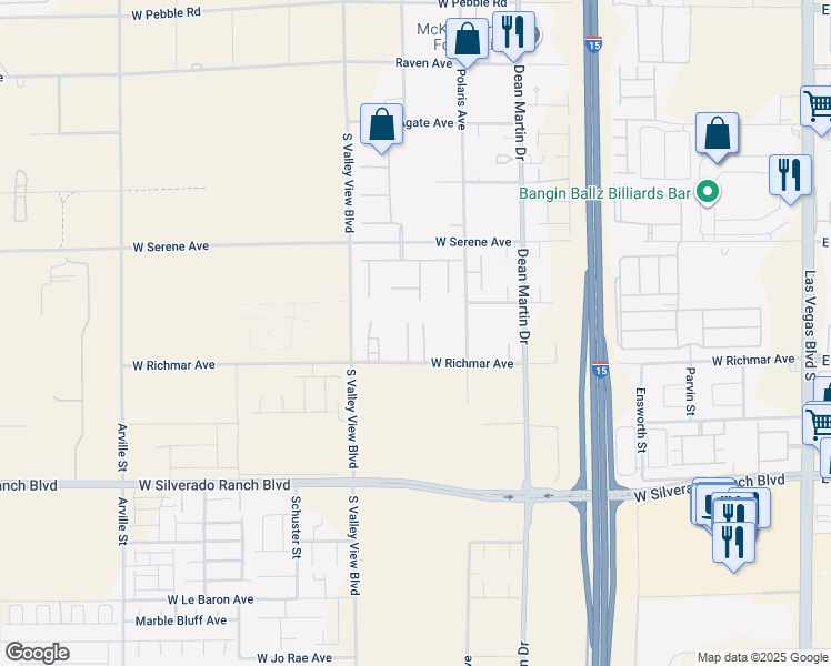 map of restaurants, bars, coffee shops, grocery stores, and more near 9455 Windham Heights Court in Las Vegas