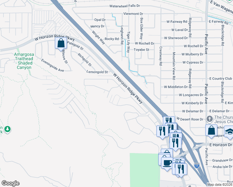 map of restaurants, bars, coffee shops, grocery stores, and more near Rosefinch Street in Henderson