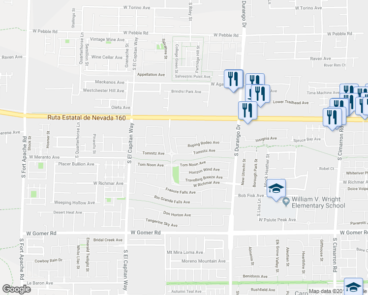 map of restaurants, bars, coffee shops, grocery stores, and more near 8822 Tomnitz Avenue in Las Vegas