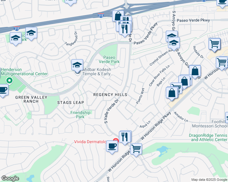 map of restaurants, bars, coffee shops, grocery stores, and more near 1885 Eagle Flight Lane in Henderson