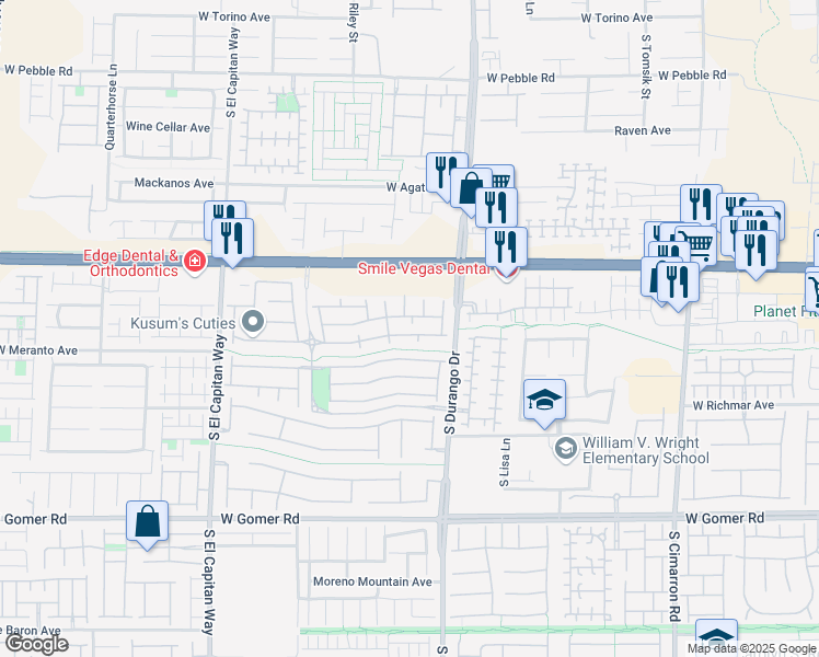 map of restaurants, bars, coffee shops, grocery stores, and more near 8688 Tomnitz Avenue in Las Vegas