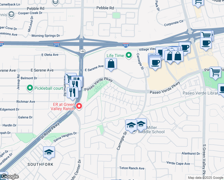 map of restaurants, bars, coffee shops, grocery stores, and more near 228 Friendly Court in Henderson