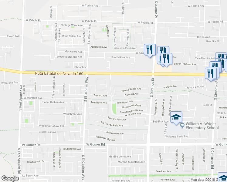map of restaurants, bars, coffee shops, grocery stores, and more near 9384 Pineneedle Ridge Street in Las Vegas