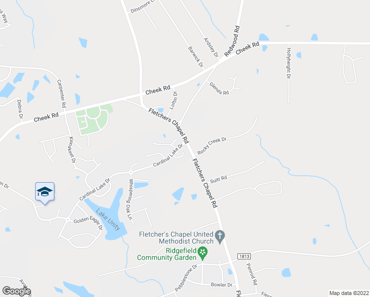 map of restaurants, bars, coffee shops, grocery stores, and more near 19 Hidden Meadow Court in Durham