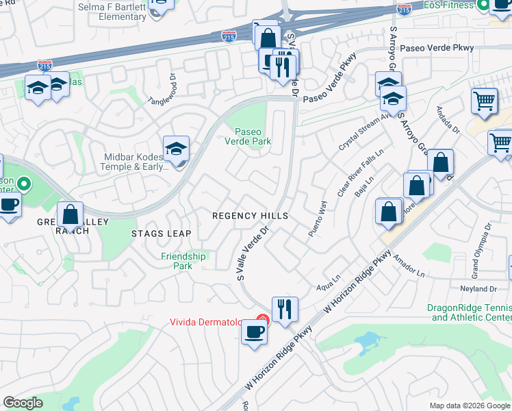 map of restaurants, bars, coffee shops, grocery stores, and more near 1887 Eagle Flight Lane in Henderson
