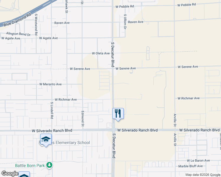 map of restaurants, bars, coffee shops, grocery stores, and more near 9428 Emerald Mesa Street in Enterprise