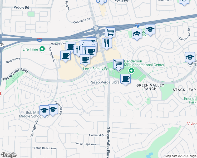 map of restaurants, bars, coffee shops, grocery stores, and more near in Henderson