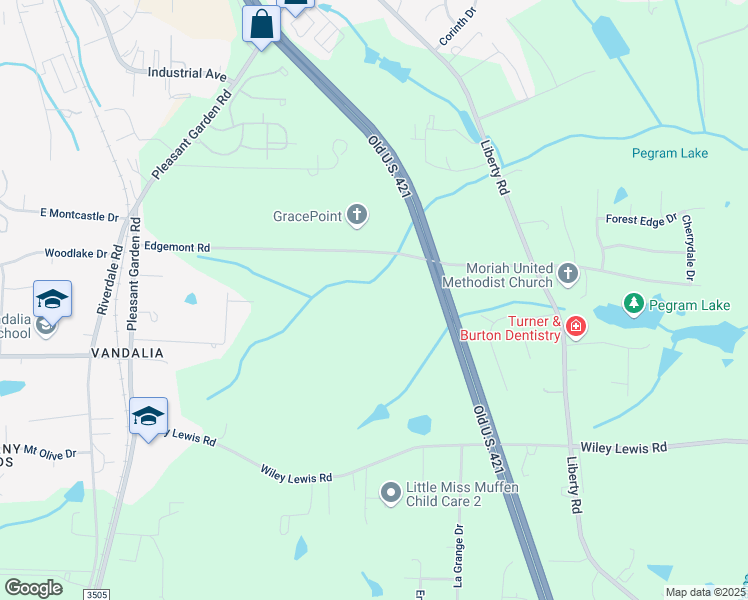 map of restaurants, bars, coffee shops, grocery stores, and more near 916 Edgemont Road in Greensboro