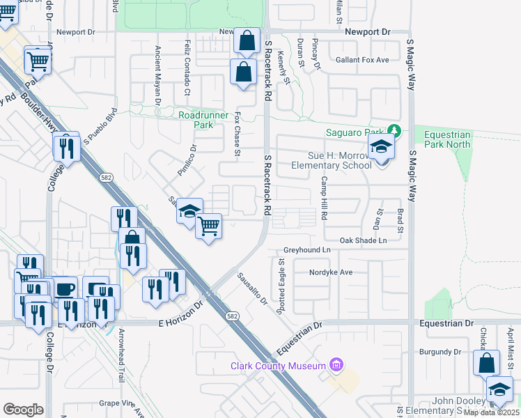 map of restaurants, bars, coffee shops, grocery stores, and more near 698 South Racetrack Road in Henderson