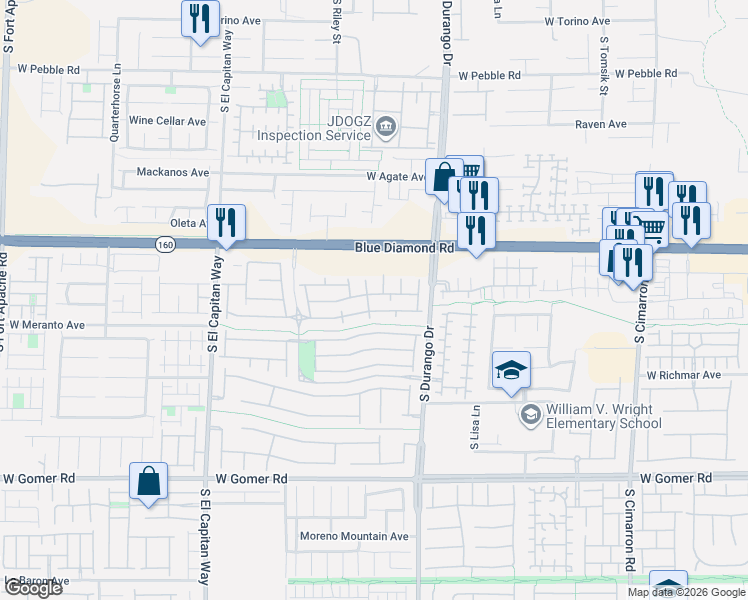 map of restaurants, bars, coffee shops, grocery stores, and more near 8717 Roping Rodeo Avenue in Las Vegas