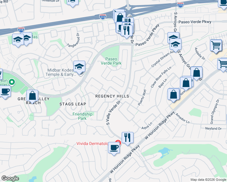 map of restaurants, bars, coffee shops, grocery stores, and more near 1888 Sunset Ridge Terrace in Henderson