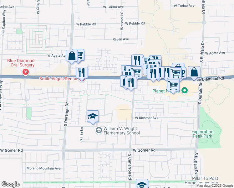 map of restaurants, bars, coffee shops, grocery stores, and more near 9348 Vista Waters Lane in Las Vegas