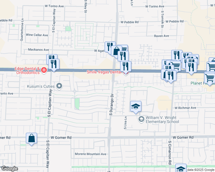 map of restaurants, bars, coffee shops, grocery stores, and more near 8627 Roping Rodeo Avenue in Las Vegas