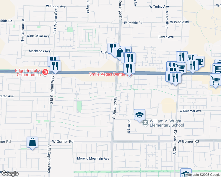 map of restaurants, bars, coffee shops, grocery stores, and more near 8605 Tomnitz Avenue in Las Vegas