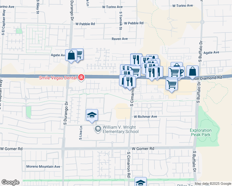 map of restaurants, bars, coffee shops, grocery stores, and more near 9348 Vista Waters Lane in Las Vegas
