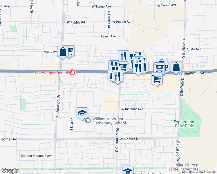 map of restaurants, bars, coffee shops, grocery stores, and more near 9346 Clear Day Lane in Las Vegas