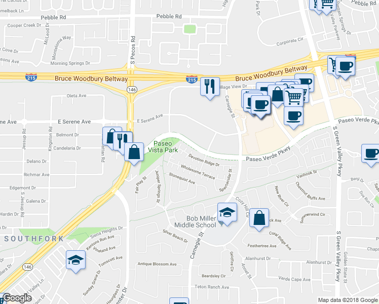 map of restaurants, bars, coffee shops, grocery stores, and more near 219 Privilege Court in Henderson