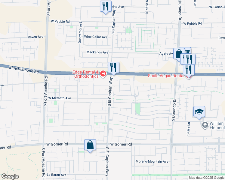 map of restaurants, bars, coffee shops, grocery stores, and more near 9351 Pinewood Ridge Street in Las Vegas