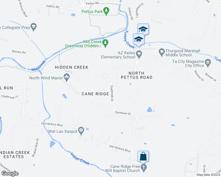 map of restaurants, bars, coffee shops, grocery stores, and more near 863 Daybreak Drive in Nashville