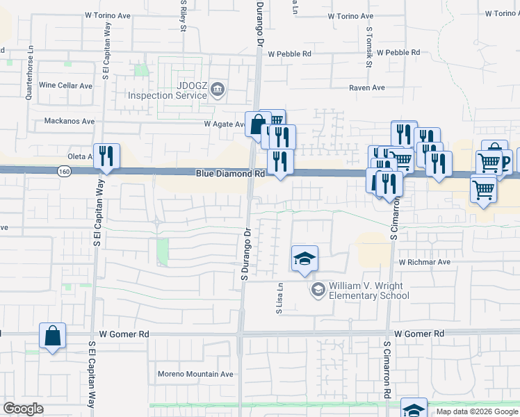map of restaurants, bars, coffee shops, grocery stores, and more near 8577 Insignia Avenue in Las Vegas