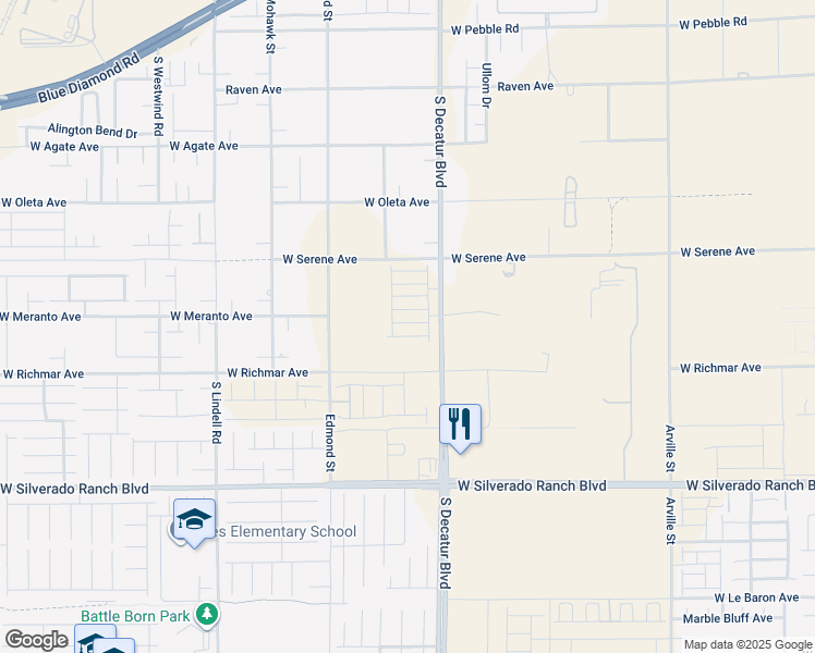 map of restaurants, bars, coffee shops, grocery stores, and more near 9461 South Decatur Boulevard in Las Vegas