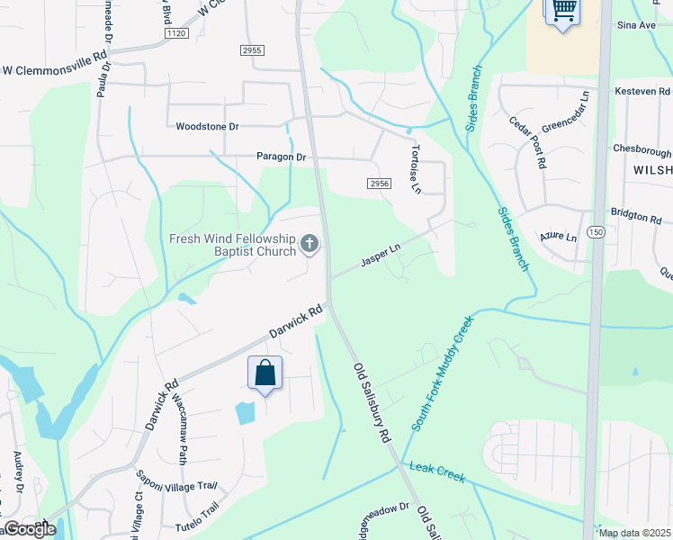 map of restaurants, bars, coffee shops, grocery stores, and more near 1761 Jasper Lane in Winston-Salem
