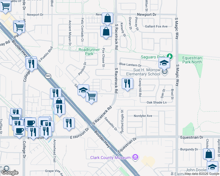map of restaurants, bars, coffee shops, grocery stores, and more near 698 Barbary Coast Avenue in Henderson