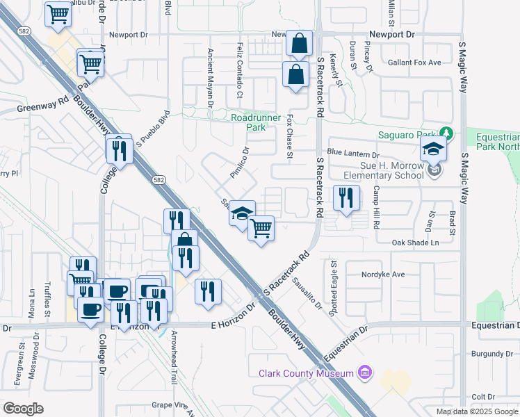 map of restaurants, bars, coffee shops, grocery stores, and more near 674 Barbary Coast Avenue in Henderson