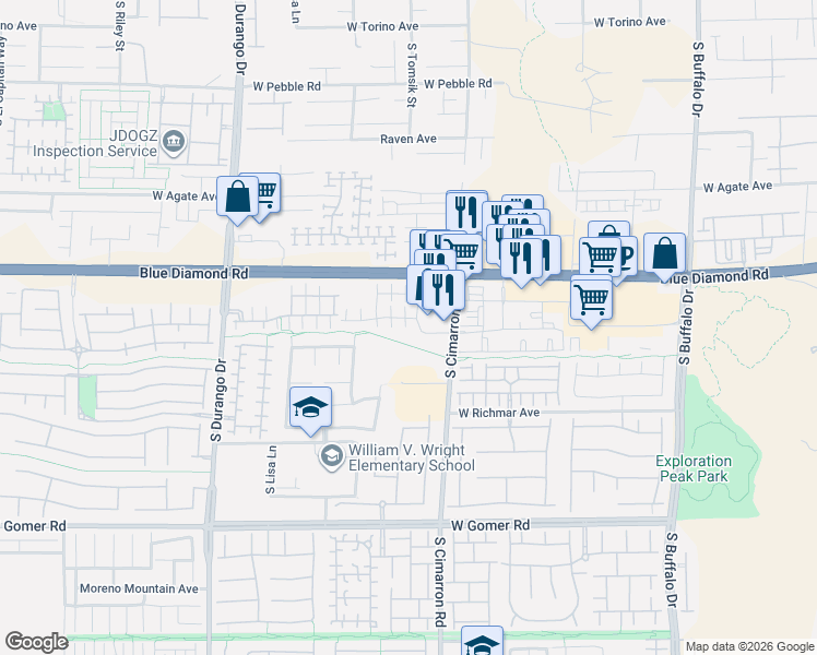map of restaurants, bars, coffee shops, grocery stores, and more near 9346 Clear Day Lane in Las Vegas